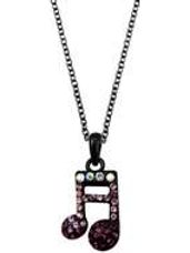 Purple Double Note Necklace with Crystals