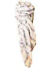 Scarf- Music Notes- White w/Blue