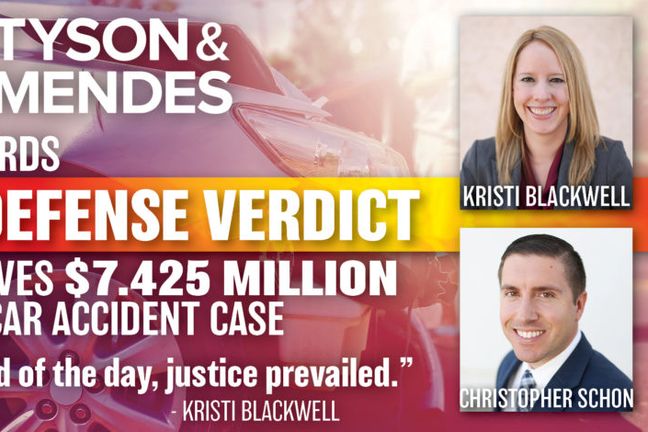 Jury Awards Full Defense Verdict in $7.4 Million Multi-car Accident Case: Tyson &#038; Mendes Law Firm Successfully Defends Chino Hills Ford